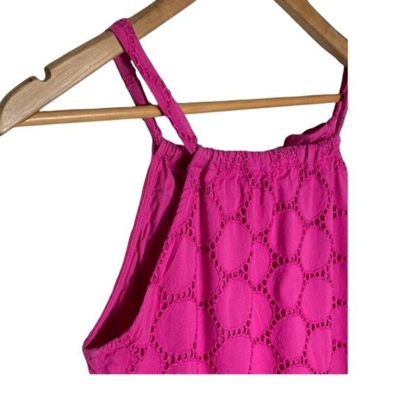 Crown & Ivy Petite PS Pink Eyelet Sundress Sleeveless Cotton Mini Dress - Picture 4 of 13